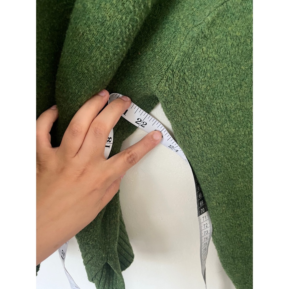 Uniqlo Souffle Yarn Mock Neck Sweater Green Wool Blend Relaxed Fit Small preppy - Picture 5 of 5